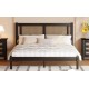 Queen Size Wooden Platform Bed with Natural Rattan Headboard, Exquisite Elegance with Minimalist Charm for Bedroom, Black