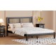 Queen Size Wooden Platform Bed with Natural Rattan Headboard, Exquisite Elegance with Minimalist Charm for Bedroom, Black