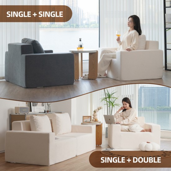 Sofa in a box Foam Sofa Couch with Pillow, Bean Bag Chairs for Adults Stuffed High-Density Foam, Large Bean Bag Sofa for Living room Bedroom Gaming Room