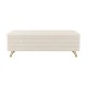 Modern Corduroy Upholstered Ottoman with Metal Legs, Storage Bench for Bedroom,Living Room,Beige