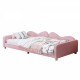 Twin size Upholstered Daybed, Sherpa Fabric Sofabed with Cloud-Shaped Backrest, No Box-spring Needed, Pink