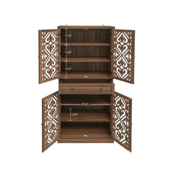 4 Door Cabinet with 1 Drawer, with 4 Adjustable Inner Shelves, Storage Cabinet