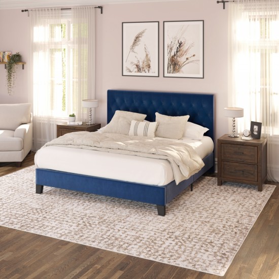 Wallace & Bay Luma Blue Queen Upholstered Bed