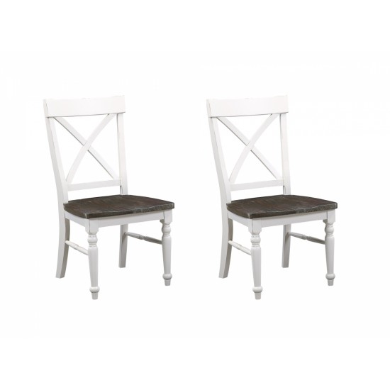 Wallace & Bay Mountina Brown And White Dining Chairs, Set of 2