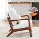 Chair with Lumbar Pillow, Lounge Arm Chairs, Linen Fabric Comfy Reading Chair with Wood Frame for Living Room