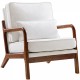 Chair with Lumbar Pillow, Lounge Arm Chairs, Linen Fabric Comfy Reading Chair with Wood Frame for Living Room