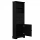 Black Tall Storage Cabinet with 3 Drawers and Adjustable Shelves for Bathroom, Study, Office and Interior, MDF Board with Painted Finish