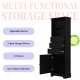 Black Tall Storage Cabinet with 3 Drawers and Adjustable Shelves for Bathroom, Study, Office and Interior, MDF Board with Painted Finish