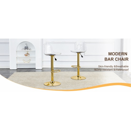 Modern minimalist bar chairs and bar stools. Can rotate 360 ° and adjust lifting. PET backrest and PU seats. Set of 2. Suitable for bars, restaurants, and front desk cashiers.