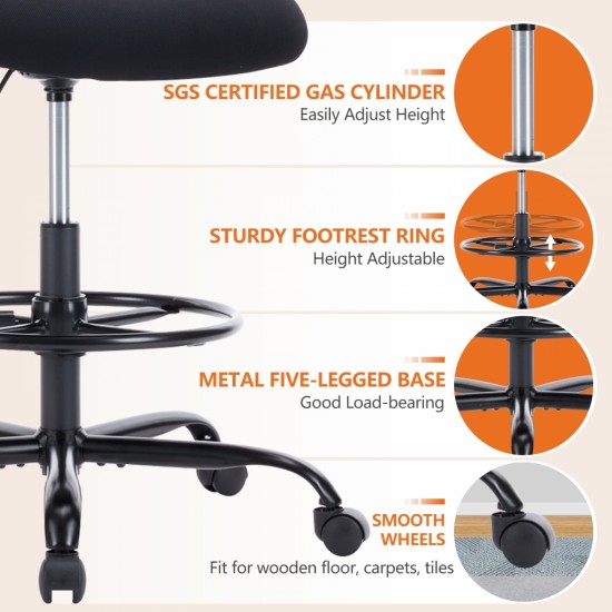 Sweetcrispy Ergonomic Drafting Chair Tall Standing Desk Office Chair