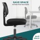 Sweetcrispy Armless Desk Chair Small Home Office Chair with Lumbar Support