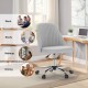 Sweetcrispy Armless Home Office  Desk Chair with Wheels Adjustable Swivel Task Computer Vanity Chair for Small Spaces Gray