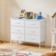 Sweetcrispy Dresser for Bedroom 6 Drawers Wide Fabric Storage Units Chest of Drawers for Bedroom with Metal Frame and Wooden Top for TV