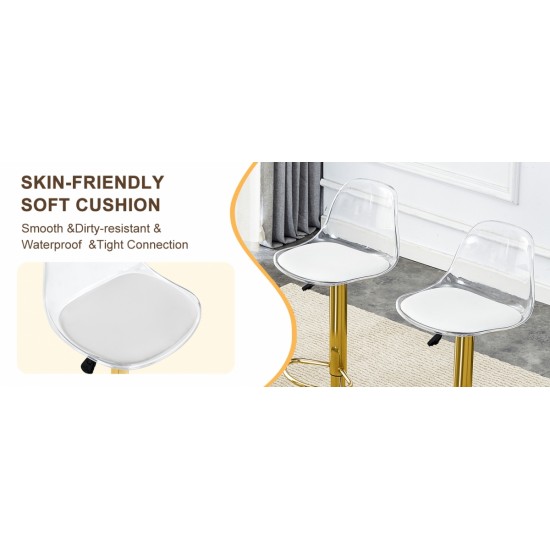 Modern minimalist bar chairs and bar stools. Can rotate 360 ° and adjust lifting. PET backrest and PU seats. Set of 2. Suitable for bars, restaurants, and front desk cashiers.