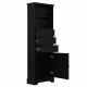 Black Tall Storage Cabinet with 3 Drawers and Adjustable Shelves for Bathroom, Study, Office and Interior, MDF Board with Painted Finish