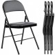 Folding Chair 2 Pack, Leather Padded Folding Chairs, Sturdy Metal Foldable Chairs, for Home, Office, Party, black 4 Pack