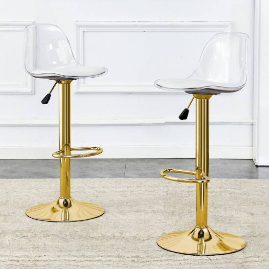 Modern minimalist bar chairs and bar stools. Can rotate 360 ° and adjust lifting. PET backrest and PU seats. Set of 2. Suitable for bars, restaurants, and front desk cashiers.