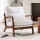 Chair with Lumbar Pillow, Lounge Arm Chairs, Linen Fabric Comfy Reading Chair with Wood Frame for Living Room