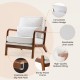 Chair with Lumbar Pillow, Lounge Arm Chairs, Linen Fabric Comfy Reading Chair with Wood Frame for Living Room