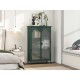 2 Doors Metal Storage Cabinet,Display Cabinet with Glass Doors,Metal Kitchen Sideboard Buffet Cabinet,Glass Storage Cabinet for Dining Room,Living Room,Bedroom