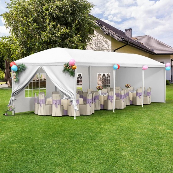 10x30' Outdoor Garden Gazebo Wedding Party Tent Canopy Marquee with 5 Removable  Sidewalls