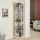 Corner Glass Cabinet Lighted Curio Cabinet Corner Display Case for Living Room, Curio Cabinet, Antique collection, Wine,Bar Glass Storage Light Included, Antique White