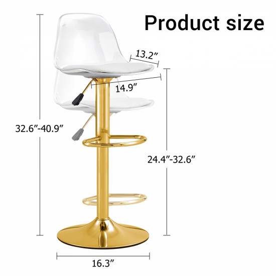 Modern minimalist bar chairs and bar stools. Can rotate 360 ° and adjust lifting. PET backrest and PU seats. Set of 2. Suitable for bars, restaurants, and front desk cashiers.