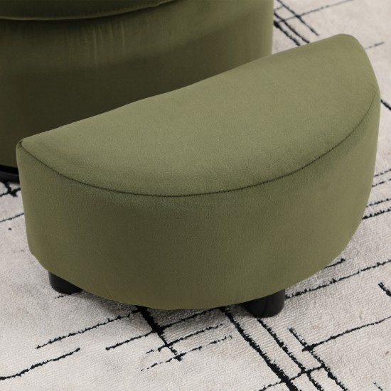 Upholstered Barrel Accent Chair with Ottoman, Living Room Side Chair with Storage, Single Sofa Armchair