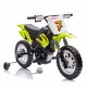 12V Kids Ride On Electric Toy Motorcycle,Rear suspension,Twist Grip Throttle,Slow Start,Removable training wheels,Indie music box with horn and engine,Simulation of dirt bike modeling for kids 3-8.