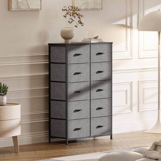 sweetcrispy Dresser for Bedroom Storage Drawers, Fabric Storage Tower with 11 Drawers Sturdy Metal Frame