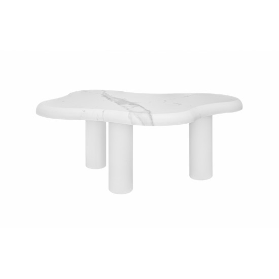 Cloud Coffee Table Classic Modern Marbling Tea Table, Irregular Indoor End Table For Living Room Apartment Free Shape with 3 Legs