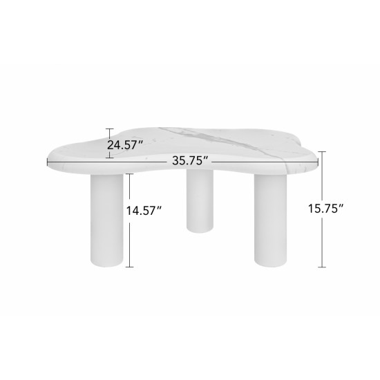 Cloud Coffee Table Classic Modern Marbling Tea Table, Irregular Indoor End Table For Living Room Apartment Free Shape with 3 Legs