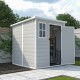 6x6 FT Storage Shed, Waterproof Resin Outdoor Storage Shed with Floor & Window &  Lockable Doors and  Vents, Tool Shed for Bike, Garden, Backyard,Lawn, All Weather Use, Light Grey