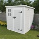 6x6 FT Storage Shed, Waterproof Resin Outdoor Storage Shed with Floor & Window &  Lockable Doors and  Vents, Tool Shed for Bike, Garden, Backyard,Lawn, All Weather Use, Light Grey