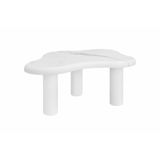 Cloud Coffee Table Classic Modern Marbling Tea Table, Irregular Indoor End Table For Living Room Apartment Free Shape with 3 Legs