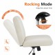 Office chair, backrest, armless office chair, adjustable swivel for comfortable home office, beige, fabric