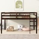 Solid Wooden, Rubber Wooden Twin Loft Bed with Ladder, Bed Platform of Strengthened Slats , Espresso