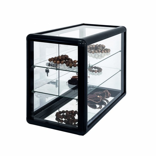 Tempered Glass Counter Top Display Showcase with Sliding Glass Door and Lock,Standard Aluminum Framing with Sliding Glass Door and Lock-display cabinet