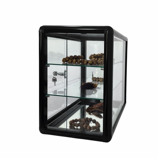 Tempered Glass Counter Top Display Showcase with Sliding Glass Door and Lock,Standard Aluminum Framing with Sliding Glass Door and Lock-display cabinet