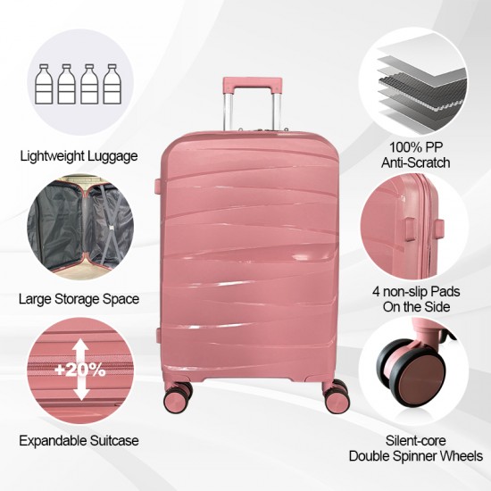 Rose Hardside Luggage Sets 3 Pieces, Expandable Luggages Spinner Suitcase with TSA Lock Lightweight Carry on Luggage 20inch 24inch 28inch