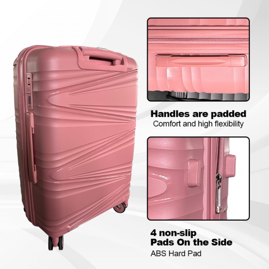 Pink Hardside Luggage Sets 3 Pieces, Expandable Luggages Spinner Suitcase with TSA Lock Lightweight Carry on Luggage 20inch 24inch 28inch