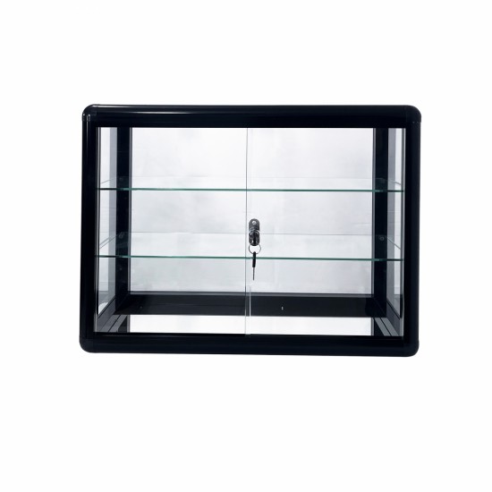 Tempered Glass Counter Top Display Showcase with Sliding Glass Door and Lock,Standard Aluminum Framing with Sliding Glass Door and Lock-display cabinet