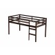 Solid Wooden, Rubber Wooden Twin Loft Bed with Ladder, Bed Platform of Strengthened Slats , Espresso