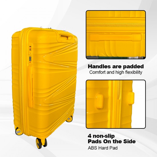 Yellow Hardside Luggage Sets 3 Pieces, Expandable Luggages Spinner Suitcase with TSA Lock Lightweight Carry on Luggage 20inch 24inch 28inch