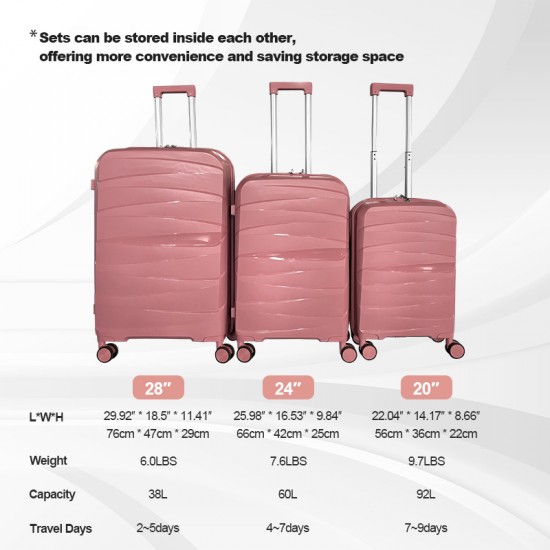 Rose Hardside Luggage Sets 3 Pieces, Expandable Luggages Spinner Suitcase with TSA Lock Lightweight Carry on Luggage 20inch 24inch 28inch