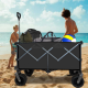 Collapsible Folding Wagon, Push Pull Foldable Beach Wagon Cart