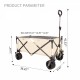 Folding Wagon, Heavy Duty Utility Beach Wagon Cart for Sand with Big Wheels, Adjustable Handle&Drink Holders for Shopping, Camping,Garden and Outdoor