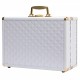 Portable Makeup Case with LED Mirror Travel Makeup Bag Cosmetic Organizer Box with Locks, Brush Holder, Dividers, Rechargeable, White