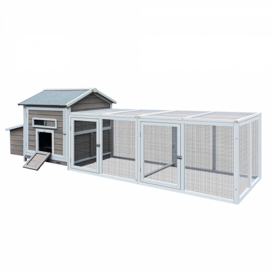 118 inch Wooden Chicken Coop Outdoor Hen House Poultry Cage with Free-range Doors, Nesting Box,Leakproof Pull-on Tray