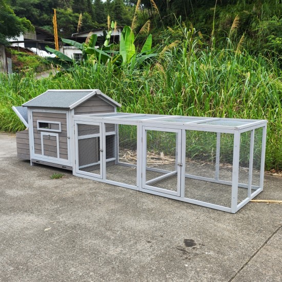 118 inch Wooden Chicken Coop Outdoor Hen House Poultry Cage with Free-range Doors, Nesting Box,Leakproof Pull-on Tray